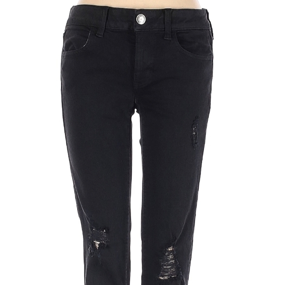 American Eagle Outfitters Super Stretch Jegging Size 2‎ Black Skinny Distressed - Picture 3 of 8